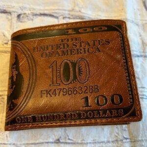 STAY HUNGRY EMBOSSED BIFOLD LEATHER US DOLLAR BILL WALLET & COIN  HOLDER